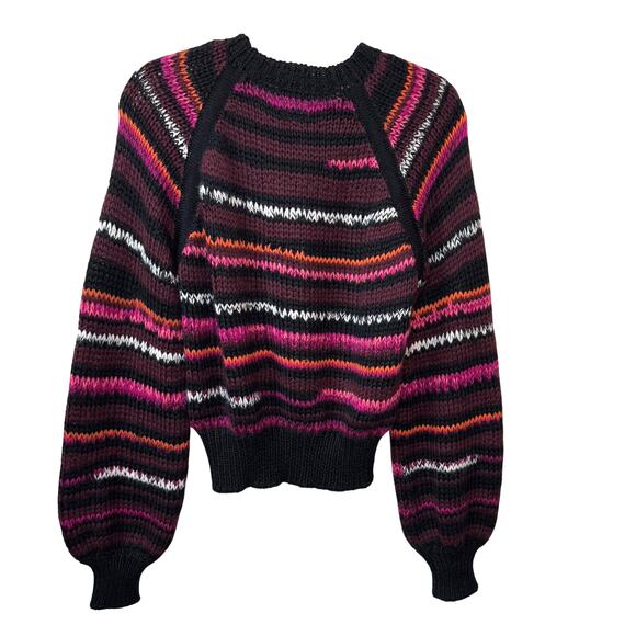 MOTHER Alpaca Blend Sweater Size XS Stripes Bell Sleeve Crop Sweater Chunky - Picture 6 of 12